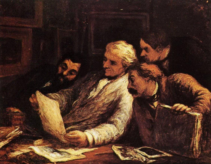 Four Amateur Print Lovers by Honore Daumier — hand-painted portrait oil painting reproduction on canvas