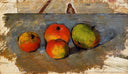 Four Apples by Paul Cezanne — hand-painted botanical oil painting reproduction on canvas