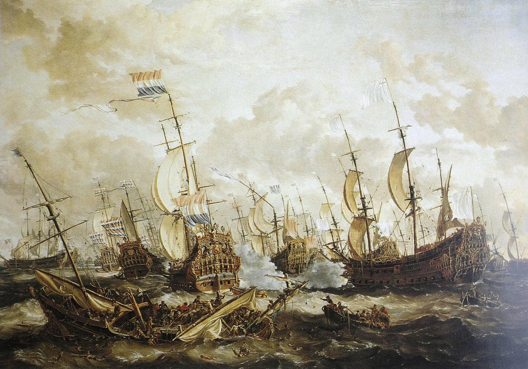 Four Days Battle by Abraham Storck — hand-painted nautical oil painting reproduction on canvas