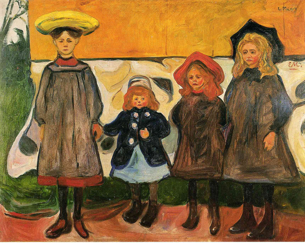 Four girls in Arsgardstrand by Edvard Munch, hand-painted portrait oil painting reproduction on canvas