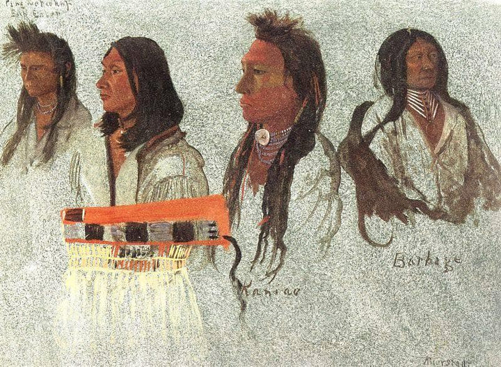 Four Indians by Albert Bierstadt — hand-painted portrait oil painting reproduction on canvas