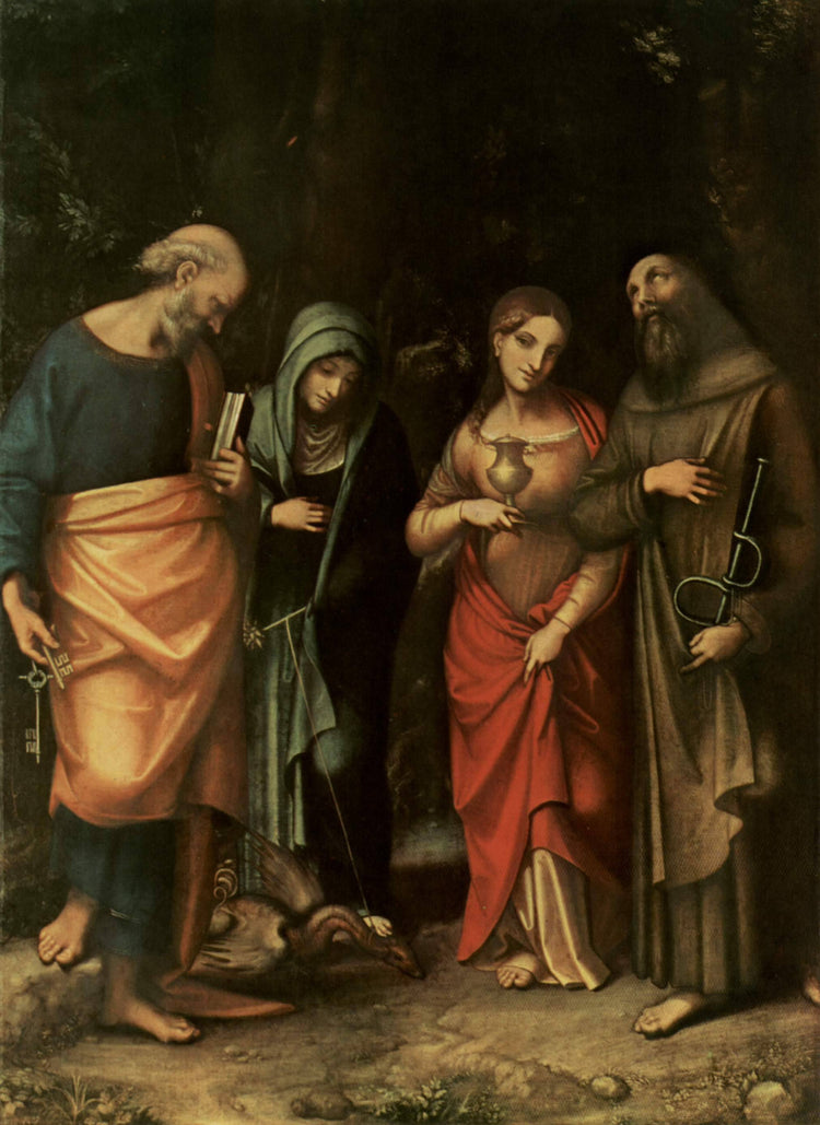 Four Saints (from left St. Peter, St. Martha, St. Mary Magdalene, St. Leonard) - Correggio