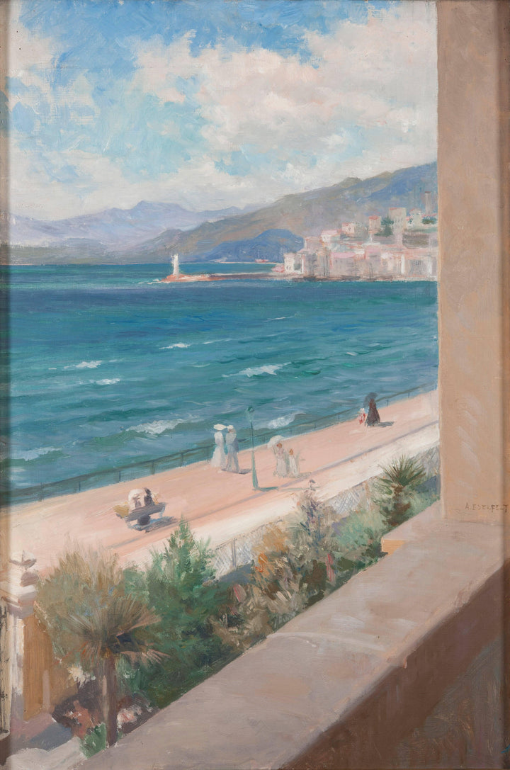 Från Mitt Fönster I Cannes by Albert Edelfelt — hand-painted landscape oil painting reproduction on canvas