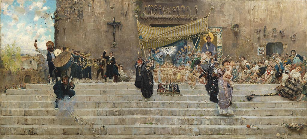 The Corpus Domini procession in Chieti by Francesco Paolo Michetti, hand-painted cultural oil painting reproduction on canvas