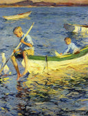 Boating at Vinalhaven by Frank W. Benson — ships oil painting wall art, Impressionism