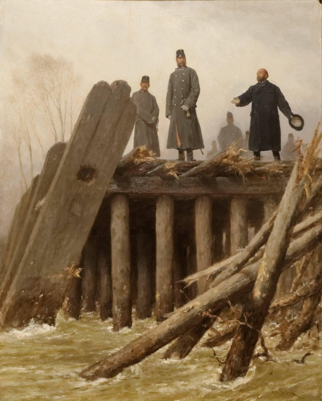 Franz Joseph I on Taborbrucke, 1862 (Floods of February 1862) by August von Pettenkofen — hand-painted cultural oil painting reproduction on canvas