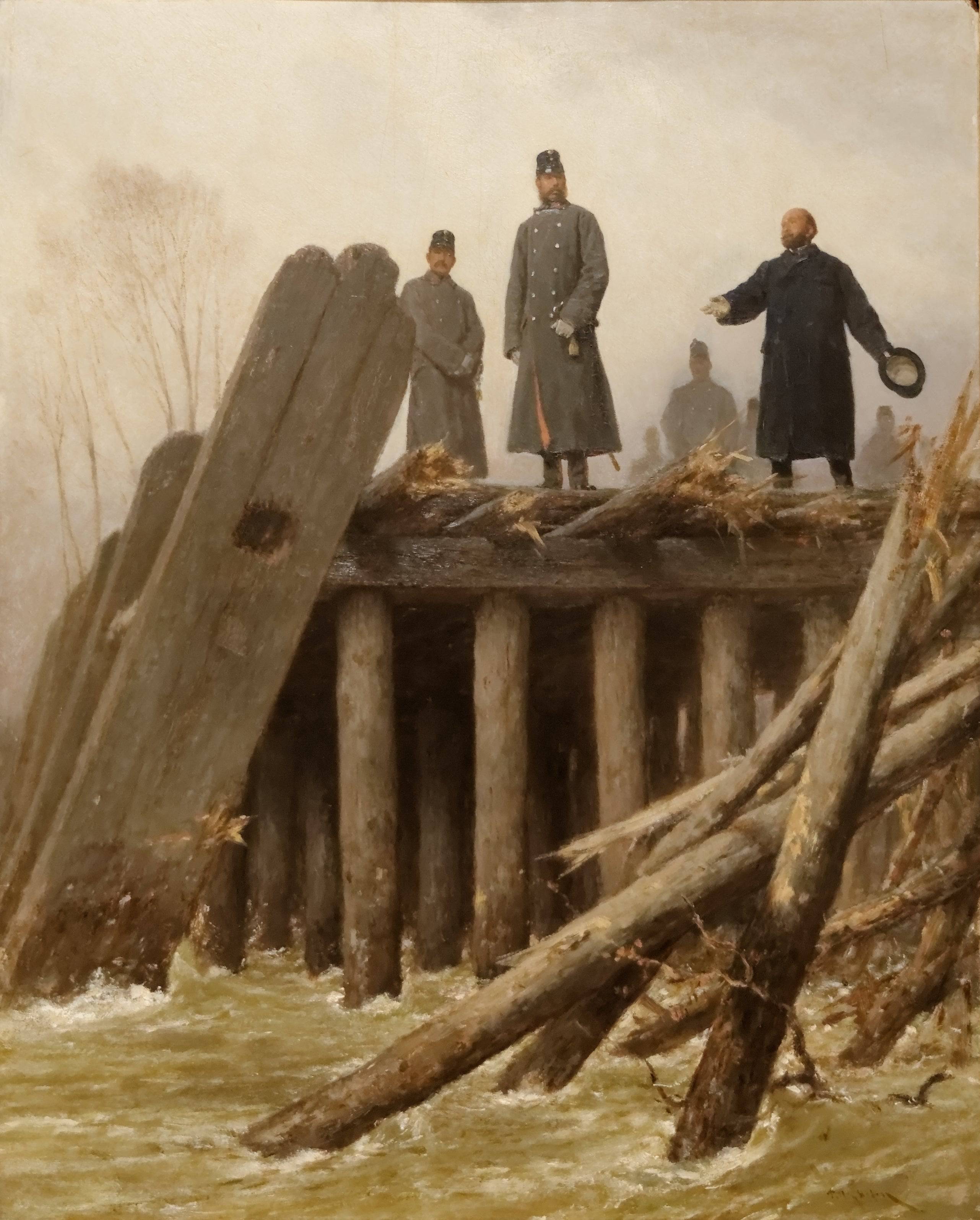 Franz Joseph I on Taborbrucke, 1862 (Floods of February 1862) - August von Pettenkofen