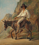 Study of an Italian donkey rider with hat by Franz Ludwig Catel — male oil painting wall art, Romanticism