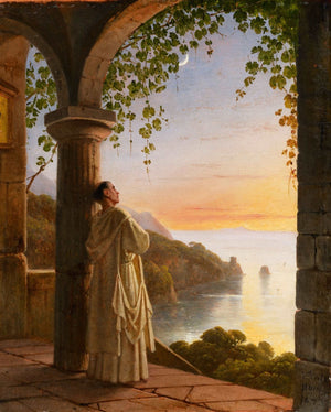 A monk meditating in a cloister / Monk in the cloister on the island of Capri - Franz Ludwig Catel