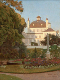 Fredensborg Palace from the Marble Garden by Ludvig Kabell — hand-painted architectural oil painting reproduction on canvas