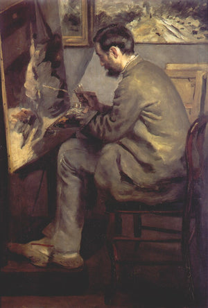 Frederic Bazille Painting The Heron (Frederic Bazille at his Easel) - Pierre-Auguste Renoir