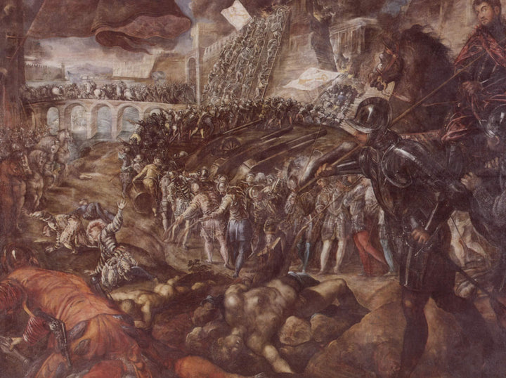 Frederick II conquered Parma in 1521 by Tintoretto — hand-painted architectural oil painting reproduction on canvas