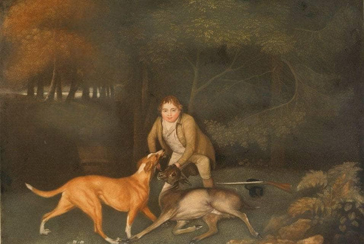 Freeman, the Earl of Clarendon's Gamekeeper, With a Dying Doe and Hound by George Stubbs — hand-painted animal oil painting reproduction on canvas