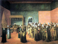 French Ambassador le Vicomte De Andrezel received by Sultan Ahmed III on October 10, 1724, audience with the Sultan by Jean Baptiste Vanmour — hand-painted portrait oil painting reproduction on canvas
