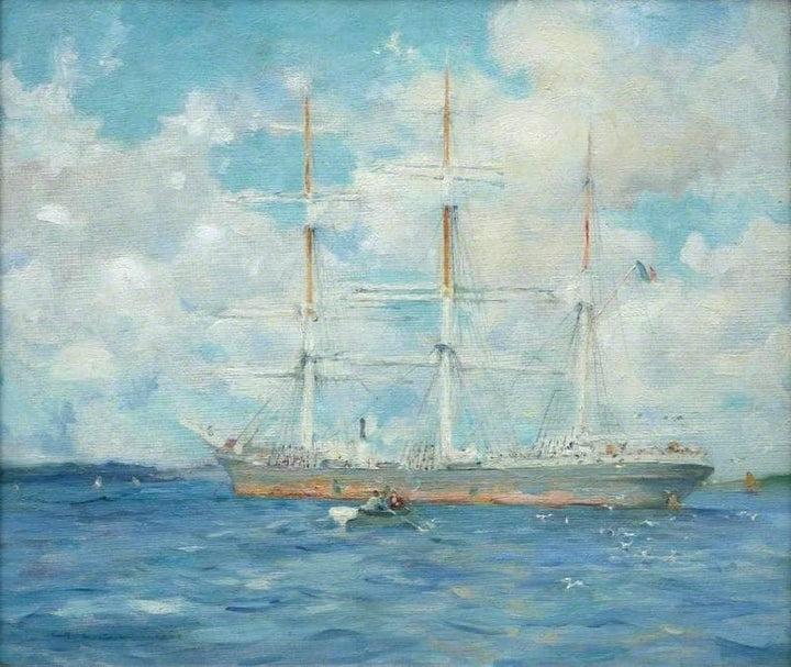 French Barque in Falmouth Bay by Henry Scott Tuke — hand-painted nautical oil painting reproduction on canvas