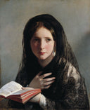 Lost in dreams by Friedrich von Amerling — female oil painting wall art, Romanticism