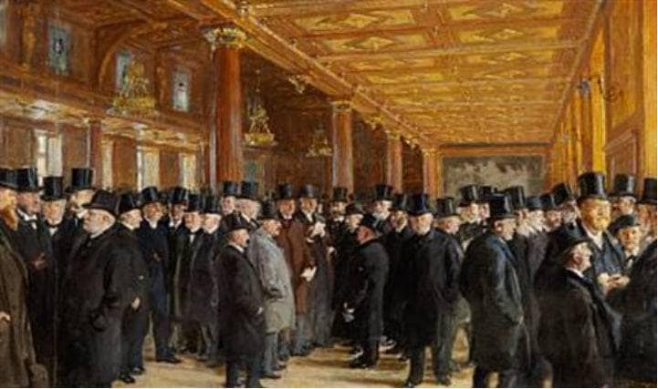 From the Copenhagen Stock Exchange by Peder Severin Kroyer — hand-painted portrait oil painting reproduction on canvas