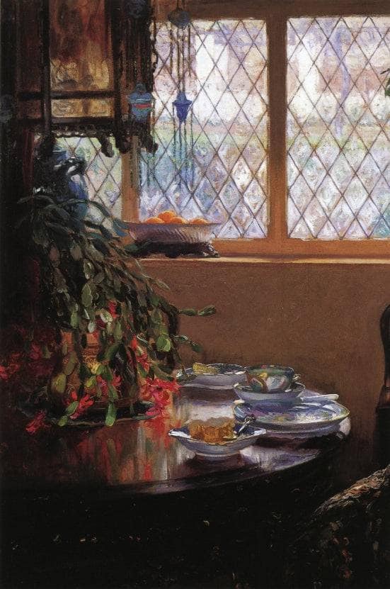 From the Dining Room Window by Guy Rose — hand-painted botanical oil painting reproduction on canvas