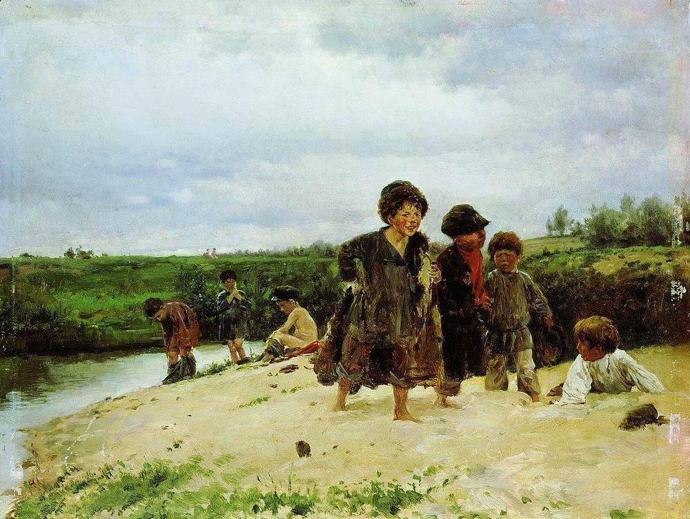 From the rain by Vladimir Makovsky — hand-painted landscape oil painting reproduction on canvas
