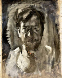 Front self-portrait by Umberto Veruda — hand-painted portrait oil painting reproduction on canvas