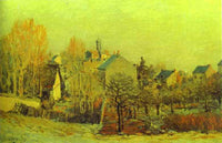 Frost in Louveciennes by Alfred Sisley — hand-painted architectural oil painting reproduction on canvas