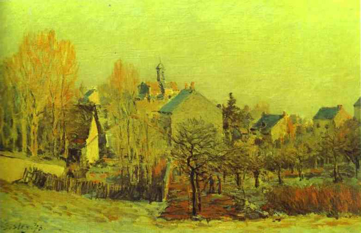 Frost in Louveciennes by Alfred Sisley — hand-painted architectural oil painting reproduction on canvas