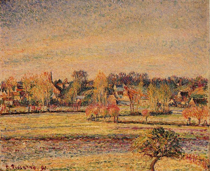 Frost, View fom Bazincourt by Camille Pissarro — hand-painted landscape oil painting reproduction on canvas