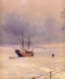 Frozen Bosphorus Under Snow by Ivan Aivazovsky — ships oil painting wall art, Romanticism