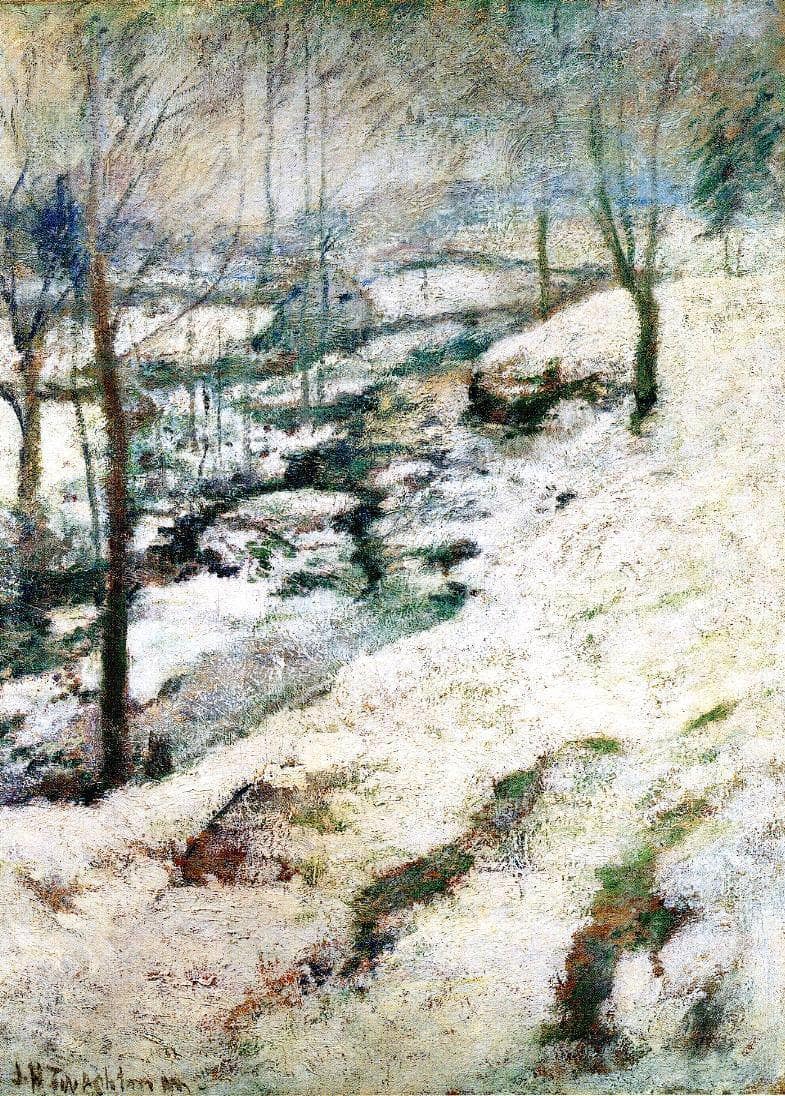Frozen Brook by John Henry Twachtman — hand-painted botanical oil painting reproduction on canvas