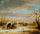 Frozen Ice Landscape with Carriages and Boats in living room