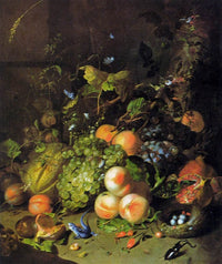 Fruit, a Nest and Insects in a Wood by Rachel Ruysch — hand-painted photography oil painting reproduction on canvas