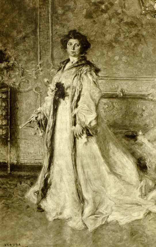 Full-length female portrait by Umberto Veruda — hand-painted portrait oil painting reproduction on canvas