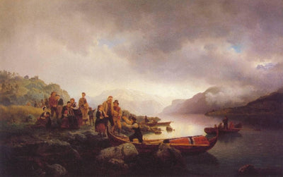Funeral on the Sognefjord (made in cooperation with Hans Gude) in dining room