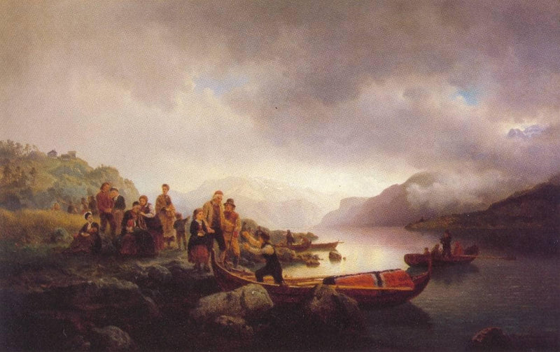 Funeral on the Sognefjord (made in cooperation with Hans Gude) on gallery wrap