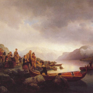 Funeral on the Sognefjord (made in cooperation with Hans Gude) by Adolph Tidemand — Oil Painting Reproduction