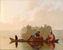 Fur Traders Descending the Missouri by George Caleb Bingham — hand-painted landscape oil painting reproduction on canvas