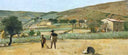 Gabbro landscape with peasants by Silvestro Lega, rural oil painting wall art, Realism