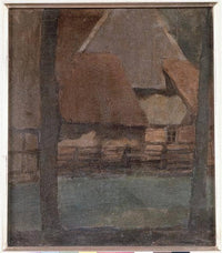 Gable Farm with trees by Piet Mondrian — hand-painted architectural oil painting reproduction on canvas
