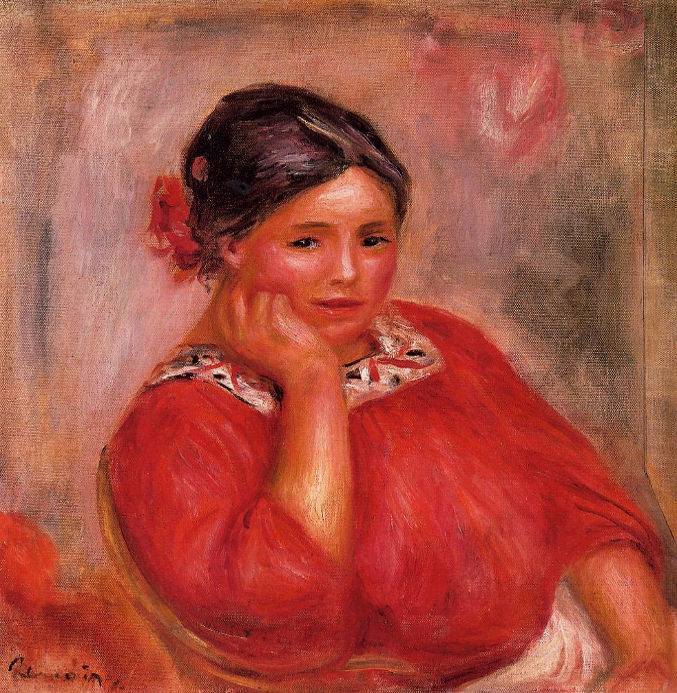 Gabrielle in a Red Blouse - Pierre-Auguste Renoir