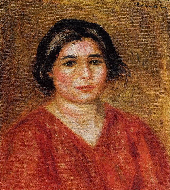 Gabrielle in a Red Blouse by Pierre-Auguste Renoir — hand-painted portrait oil painting reproduction on canvas