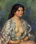 Gabrielle with open blouse by Pierre-Auguste Renoir — female oil painting wall art, Impressionism