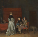 Gallant Conversation (The Paternal Admonition) by Gerard Terborch — hand-painted portrait oil painting reproduction on canvas