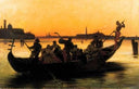 Gallant meeting in a gondola by Federico Faruffini — hand-painted seascapes oil painting reproduction on canvas
