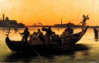 Gallant meeting in a gondola by Federico Faruffini — hand-painted seascapes oil painting reproduction on canvas
