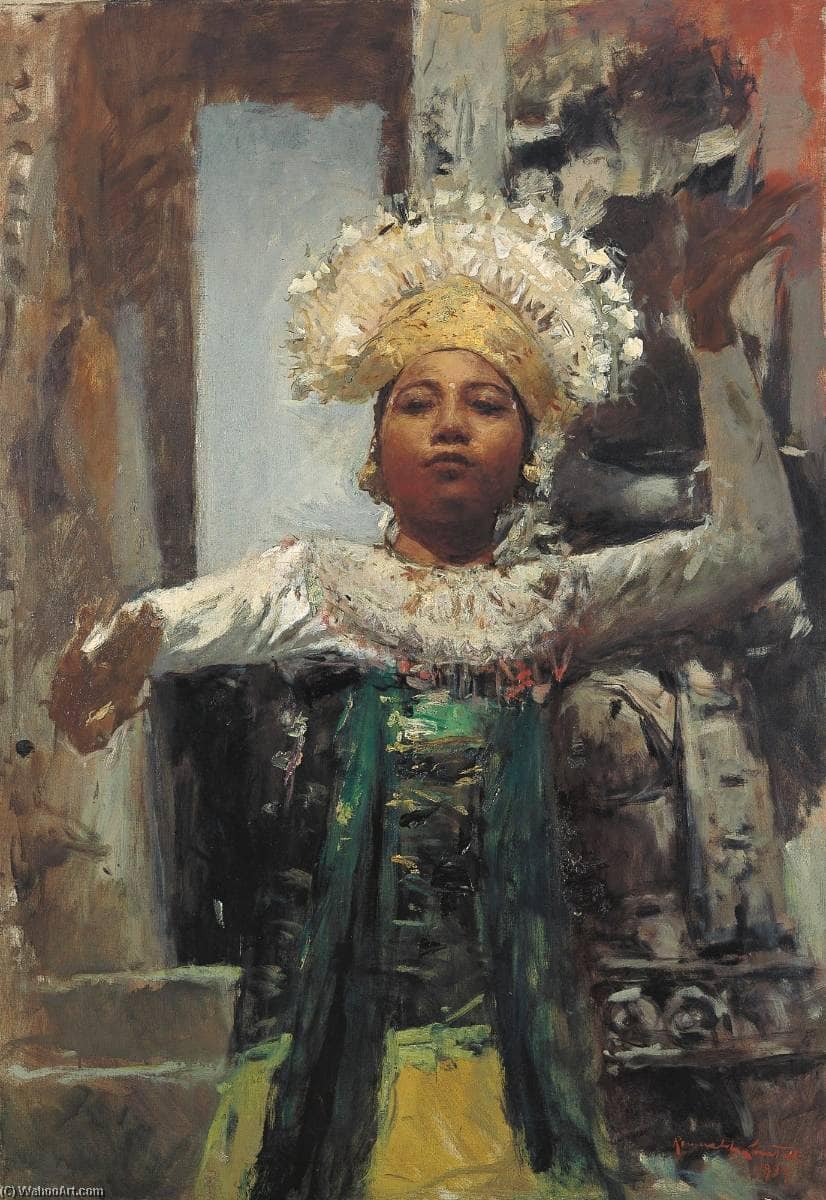 Gambuh dancer by Romualdo Locatelli — hand-painted portrait oil painting reproduction on canvas