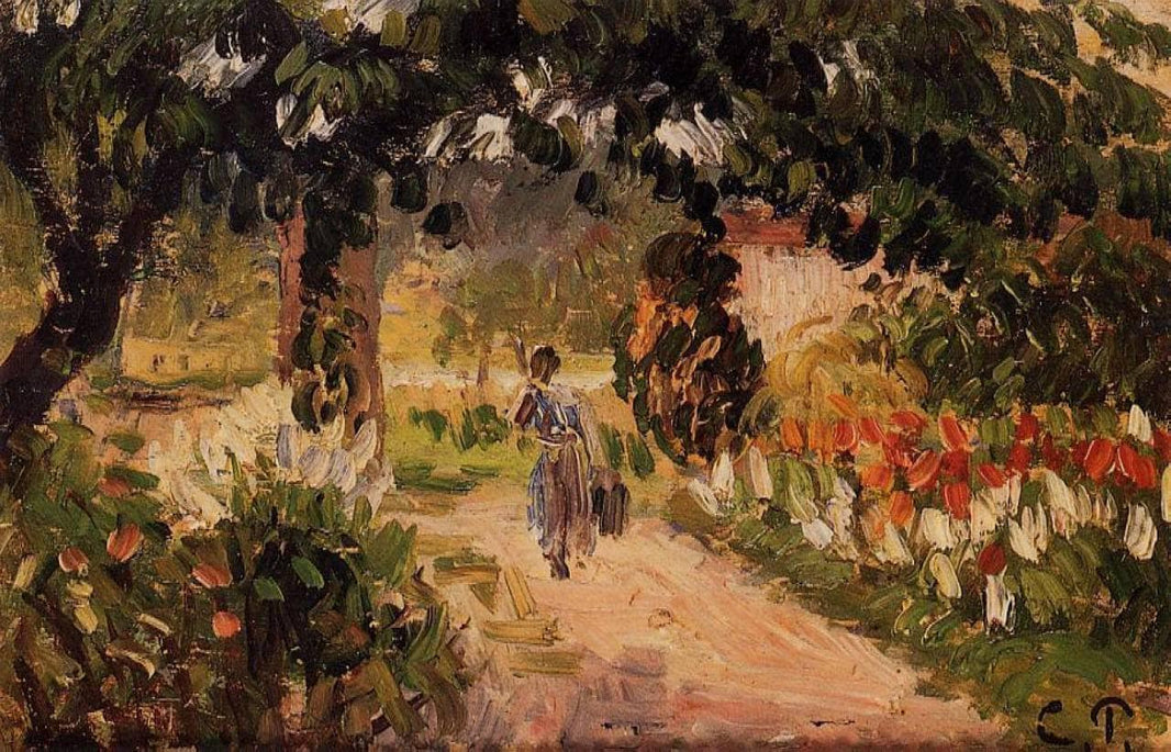 Garden at Eragny by Camille Pissarro — hand-painted botanical oil painting reproduction on canvas