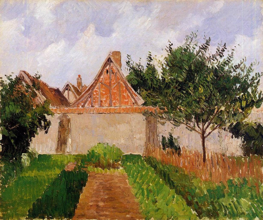 Garden at Eragny (study) by Camille Pissarro — hand-painted architectural oil painting reproduction on canvas