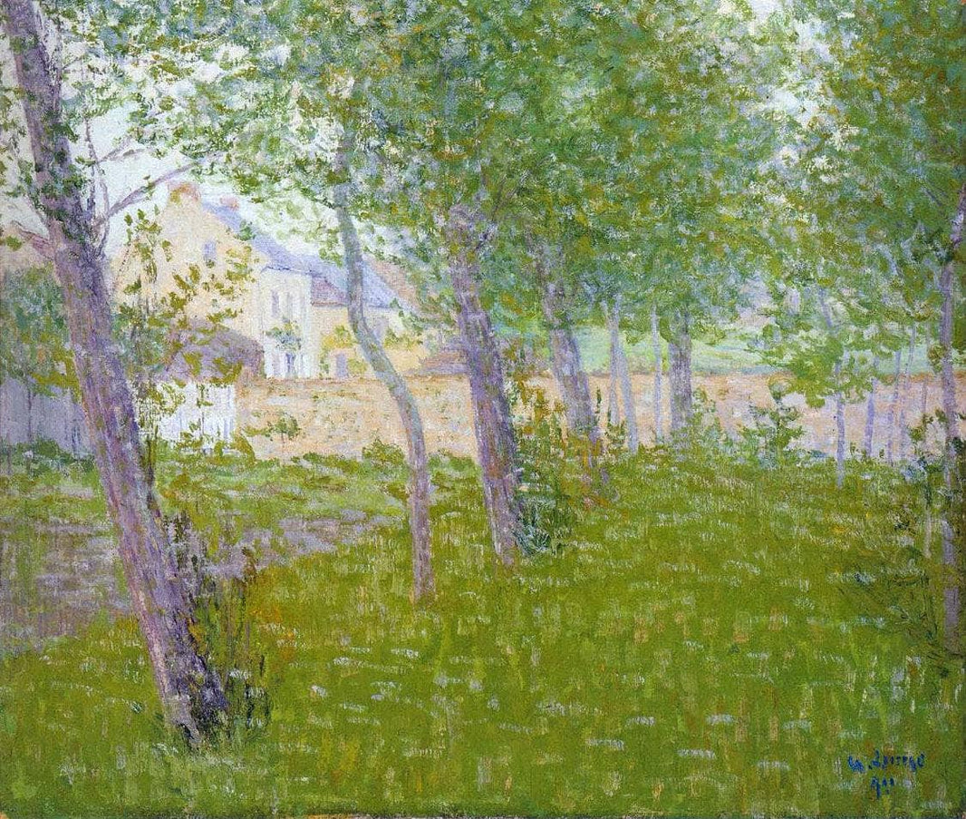 Garden by the House by Gustave Loiseau — hand-painted botanical oil painting reproduction on canvas