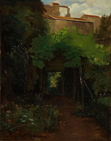 Garden in Terracina by Ernst Meyer — hand-painted botanical oil painting reproduction on canvas