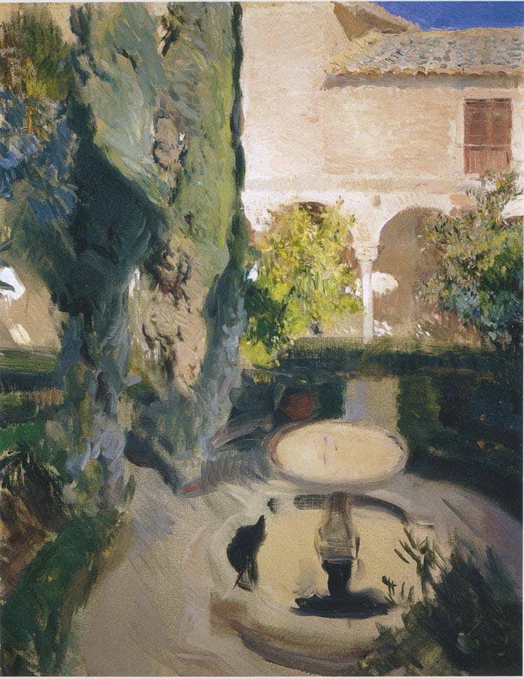 Garden of Lindaraja by Joaquín Sorolla — hand-painted architectural oil painting reproduction on canvas